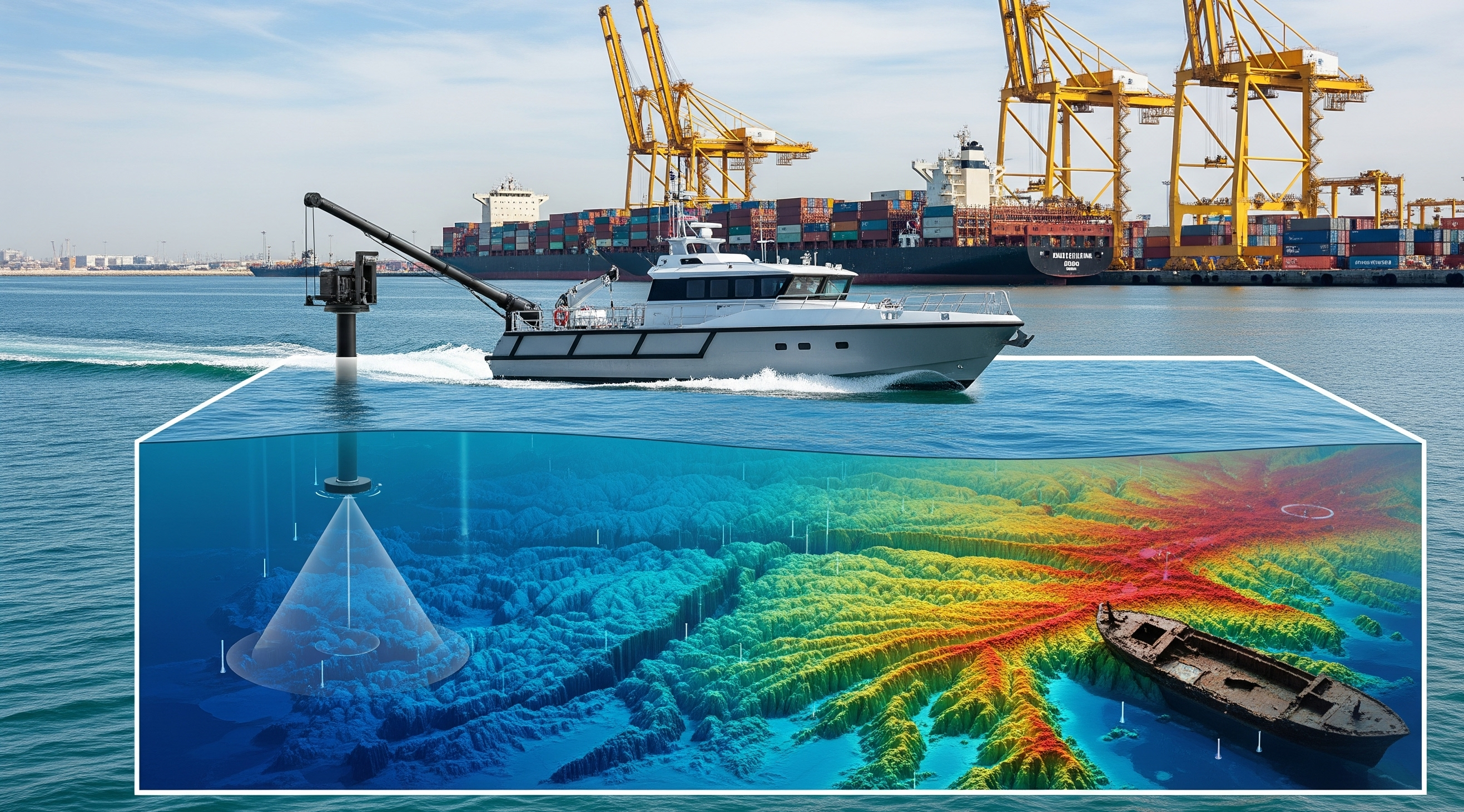 Bathymetric survey of a port